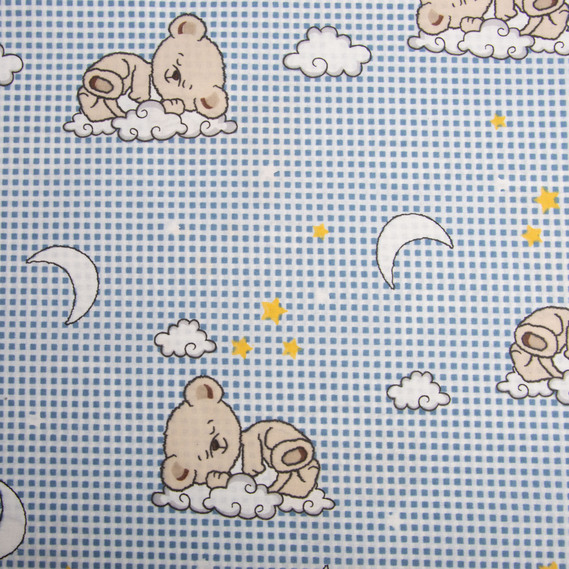 Ткань бязь ранфорс для постельного белья, хлопок, 130 гр/м2, 240 см ведмедик блакитний, фото 2