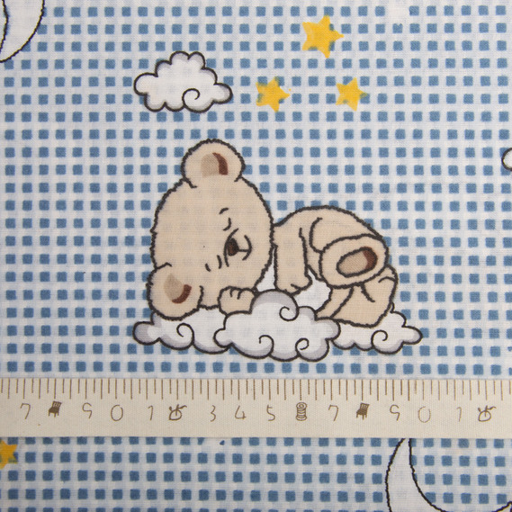 Ткань бязь ранфорс для постельного белья, хлопок, 130 гр/м2, 240 см ведмедик блакитний, фото 5