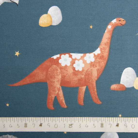 Тканина бязь ранфорс для постільної білизни, бавовна, 130 гр/м2, 240 см Діно синій, фото 5