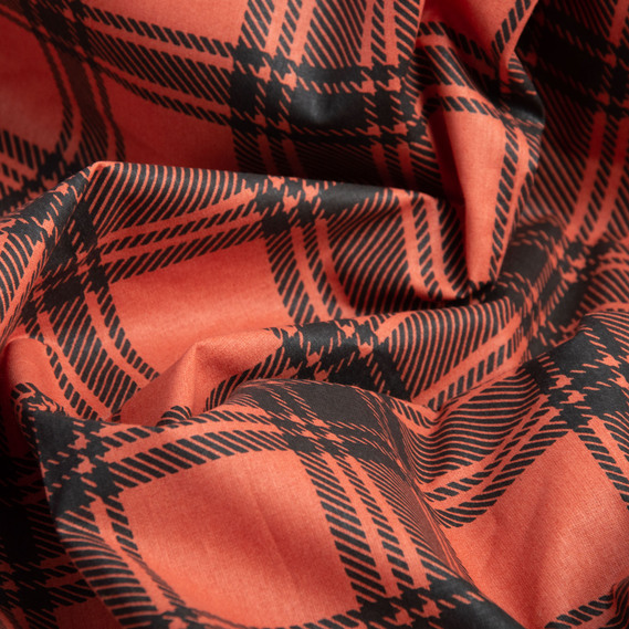 Тканина бязь ранфорс для постільної білизни, бавовна, 130 гр/м2, 240 см клітинка червона, фото 2