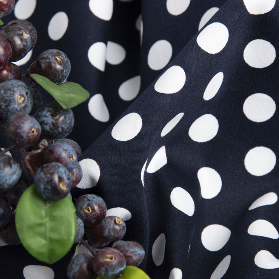 Fabric cotton-satin Peas білий на синьому, фото 3