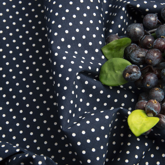 Тканина плательно-сорочкова Горошок т/синій, фото 3