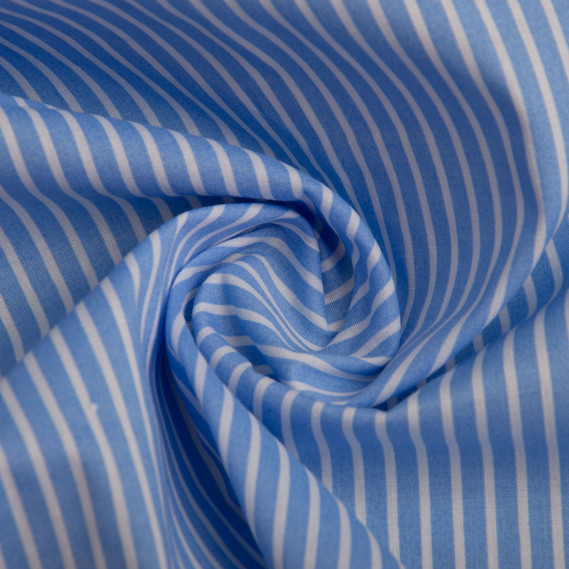 Cotton shirt fabric Stripe блакитна, фото 1