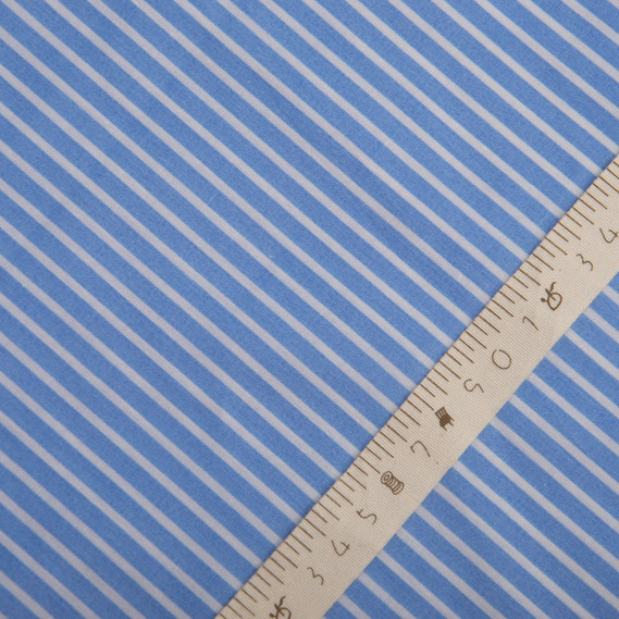 Cotton shirt fabric Stripe блакитна, фото 4
