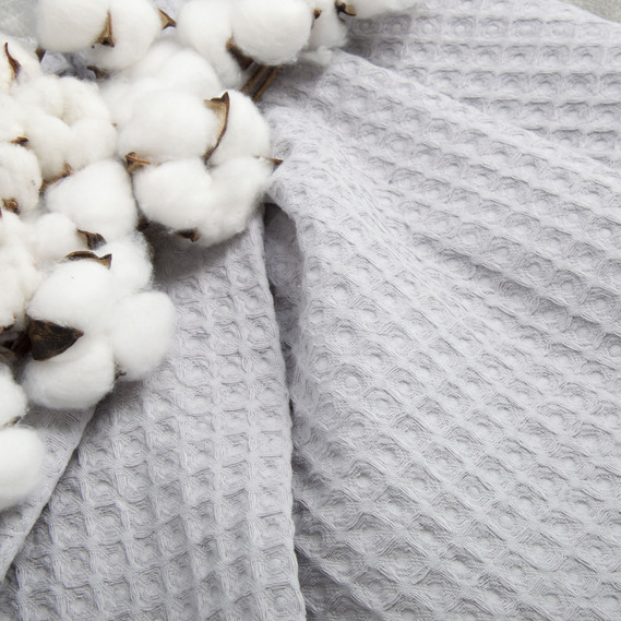 Ткань вафельная Пике хлопок для простыней и полотенец 240 см ширина світло сіра, фото 3