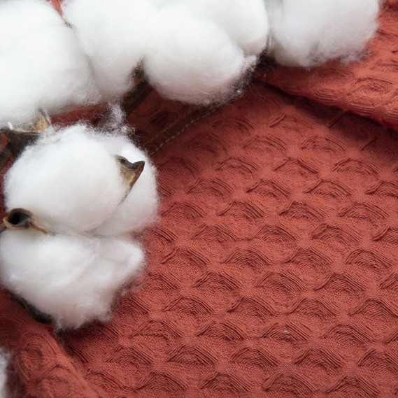 Fabric cotton waffle Piqué теракот, фото 3