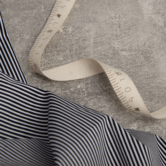 Cotton shirting fabric Narrow stripe чорна, фото 2