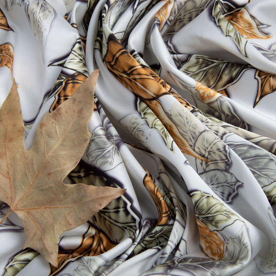 Тканина плательна атлас шовк осінь руда, фото 4