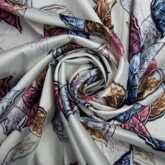 Тканина плательна атлас шовк осінь фрез, фото 1 Тканина плательна атлас шовк осінь фрез, фото 1