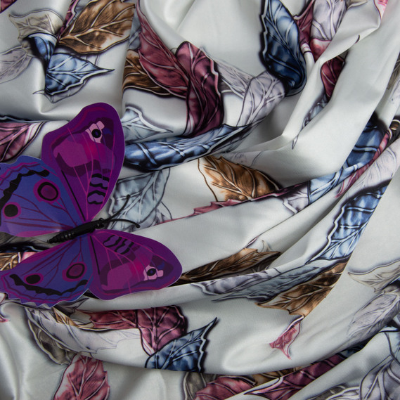 Тканина плательна атлас шовк осінь фрез, фото 4