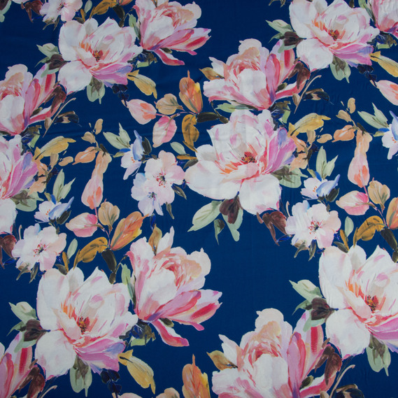 Ткань плательная атлас шелк шантрія синя, фото 3