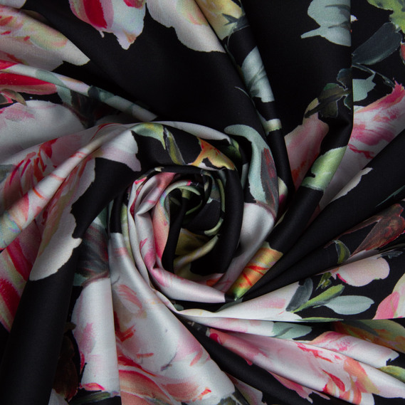 Dress fabric satin silk шантрія чорна, фото 1 Dress fabric satin silk шантрія чорна, фото 1