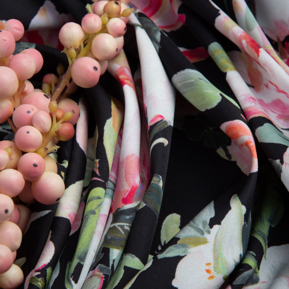 Dress fabric satin silk шантрія чорна, фото 4 Dress fabric satin silk шантрія чорна, фото 4