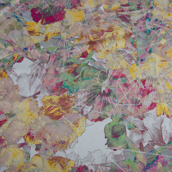 Тканина атлас шовк сатин Armani Arti квіти жовті, фото 3