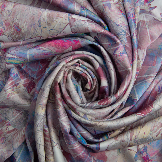 Fabric satin silk satin Armani Arti квіти беж, фото 1