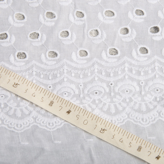 Ткань батист прошва натуральная хлопок 130 см, 120 г/м2, для рубашек, платьев, детской одежды Аделіна білий, фото 4