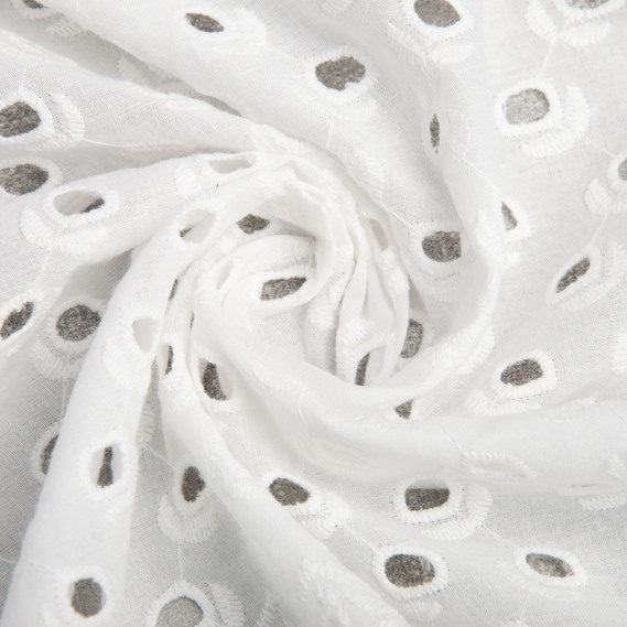 Ткань батист прошва натуральная хлопок 130 см, 120 г/м2, для рубашек, платьев, детской одежды Аделіна молоко, фото 1