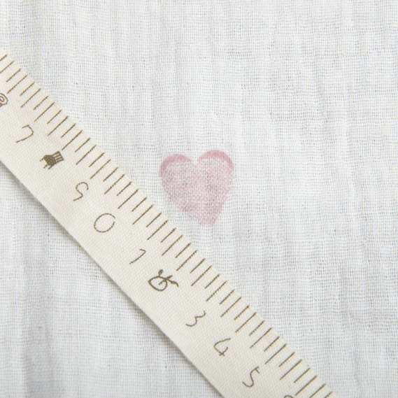 Тканина бавовняна платтяна Муслін двошарова 140 см, 120 г/м2 для суконь, блузок, спідниць, халатів, костюмів сердечка білий, фото 4