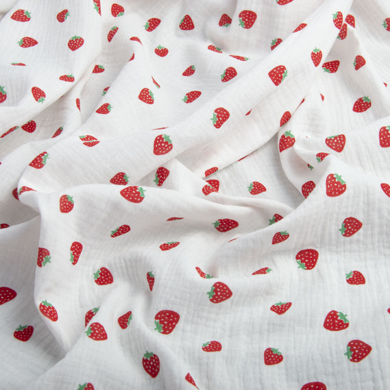 Two-Layer Cotton Muslin Fabric for Summer Clothing and Home Textiles двошарова суниці, фото 2 Two-Layer Cotton Muslin Fabric for Summer Clothing and Home Textiles двошарова суниці, фото 2