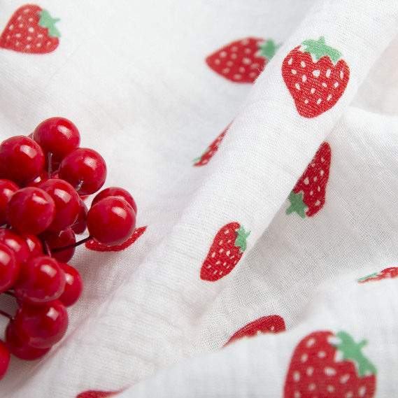 Two-Layer Cotton Muslin Fabric for Summer Clothing and Home Textiles двошарова суниці, фото 3