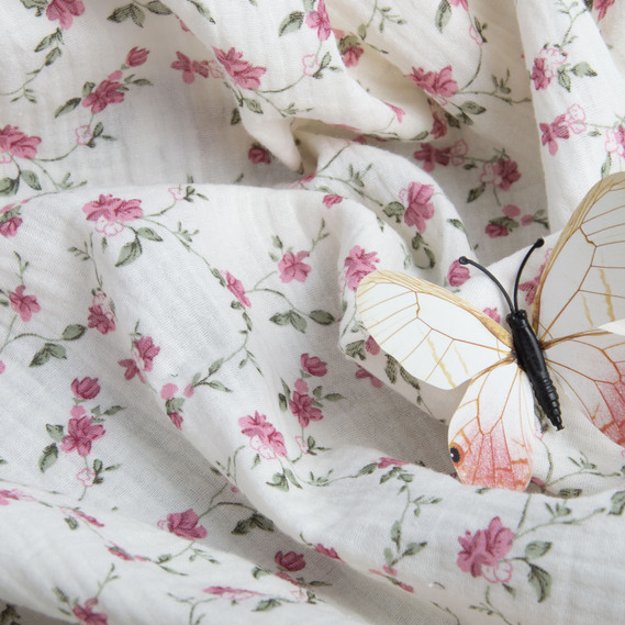 Тканина бавовняна платтяна Муслін двошарова 140 см, 120 г/м2 для суконь, блузок, спідниць, халатів, костюмів прованс, фото 3