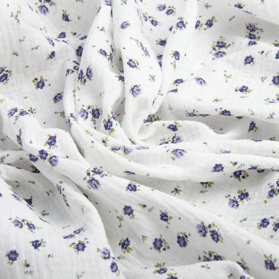 Two-Layer Cotton Muslin Fabric for Summer Clothing and Home Textiles двошарова дрібноцвіт , фото 2