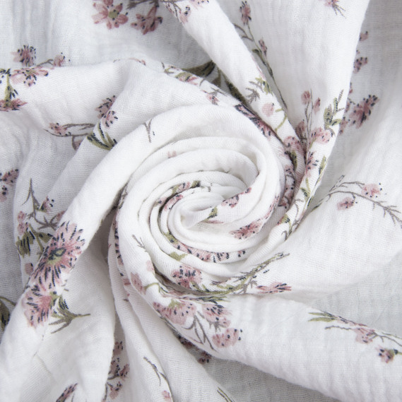 Two-Layer Cotton Muslin Fabric for Summer Clothing and Home Textiles двошарова букетик, фото 1 Two-Layer Cotton Muslin Fabric for Summer Clothing and Home Textiles двошарова букетик, фото 1