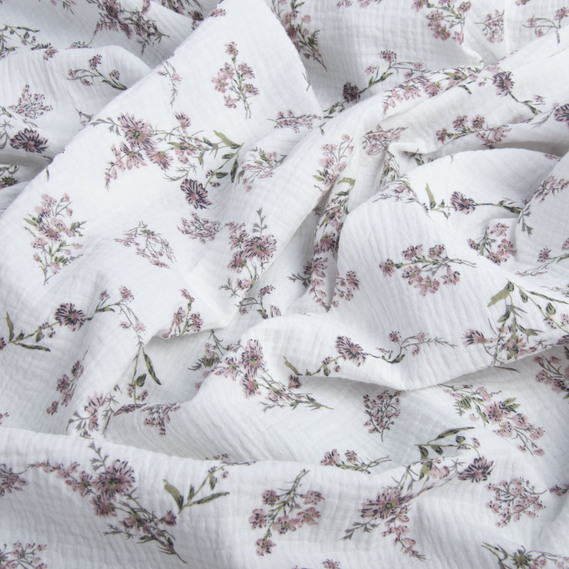Two-Layer Cotton Muslin Fabric for Summer Clothing and Home Textiles двошарова букетик, фото 2 Two-Layer Cotton Muslin Fabric for Summer Clothing and Home Textiles двошарова букетик, фото 2
