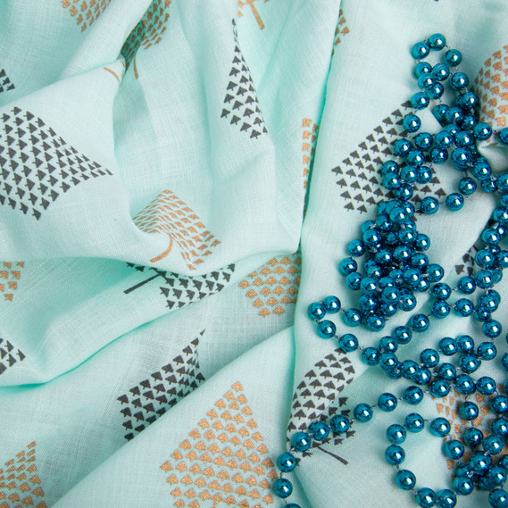 Тканина костюмна імітація льну з напиленням дерева бірюза, фото 3