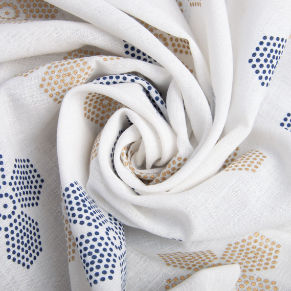 Тканина костюмна імітація льну з напиленням квітка молоко, фото 1 Тканина костюмна імітація льну з напиленням квітка молоко, фото 1