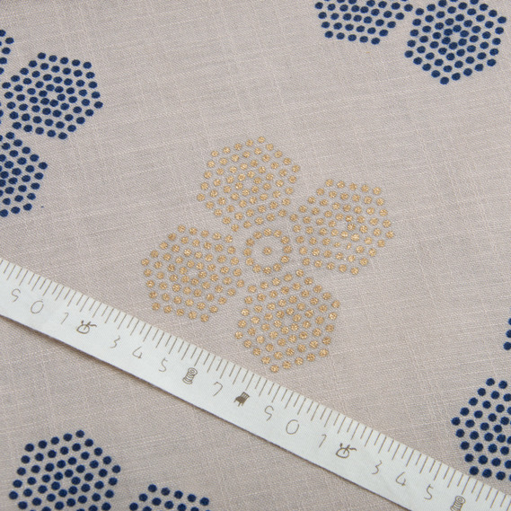 Тканина костюмна імітація льну з напиленням квітка беж, фото 4