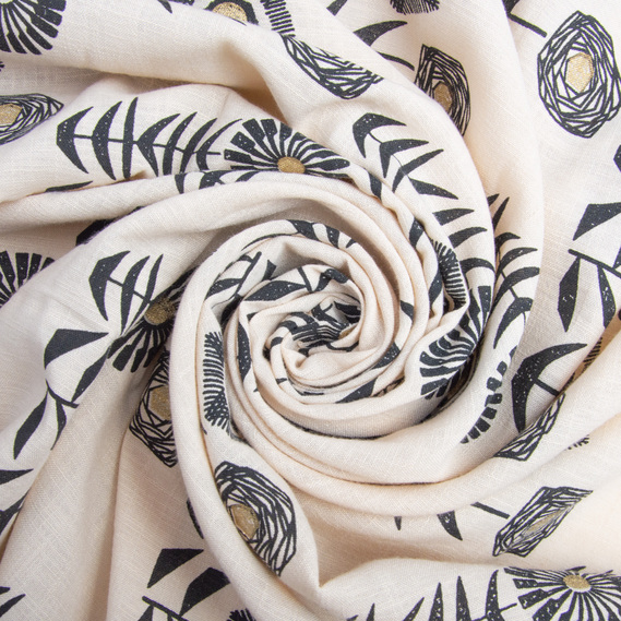 Тканина костюмна імітація льну з напиленням соняшник беж, фото 1