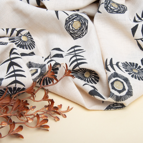 Тканина костюмна імітація льну з напиленням соняшник беж, фото 3