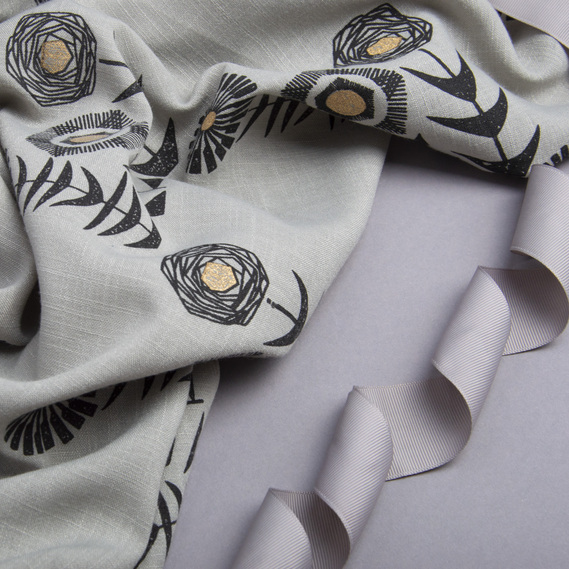 Coated suit fabric for linen соняшник сірий, фото 3