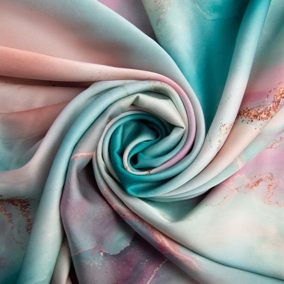 Тканина плательная атлас шовк стрейч рожевий, фото 1