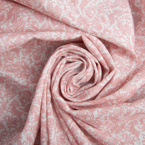 Тканина поплін бавовна міфічні звіри пудра, фото 1 Тканина поплін бавовна міфічні звіри пудра, фото 1