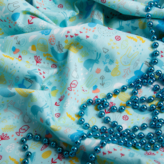 Тканина поплін бавовна заїнька блакитний, фото 3