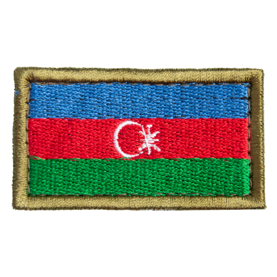 Шеврон нашивка на липучці Прапор Азербайджану, вишитий патч 3,2х5,7 см, фото 1