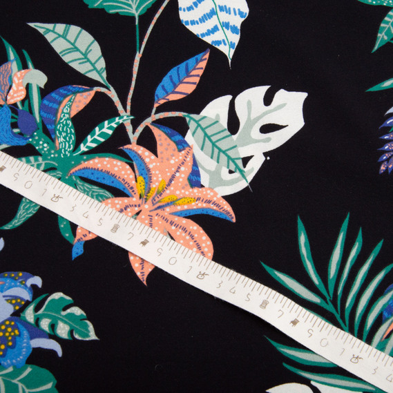 Тканина плательна тропікана чорна, фото 3