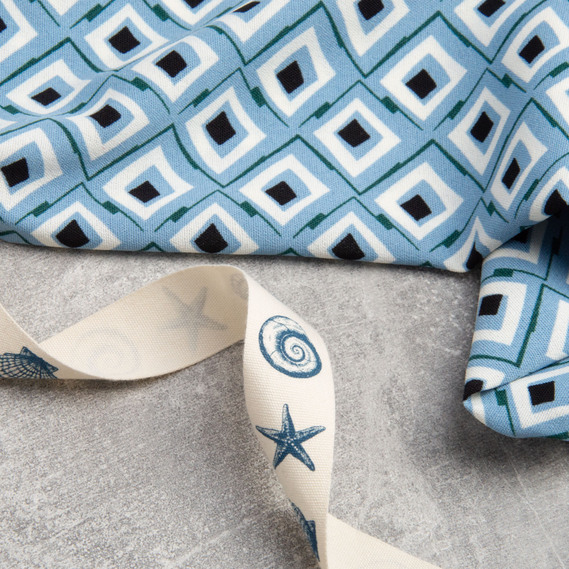 Ткань плательная ромб блакитний, фото 3