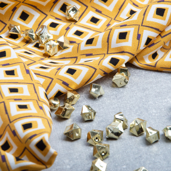 Ткань плательная ромб гірчиця, фото 3