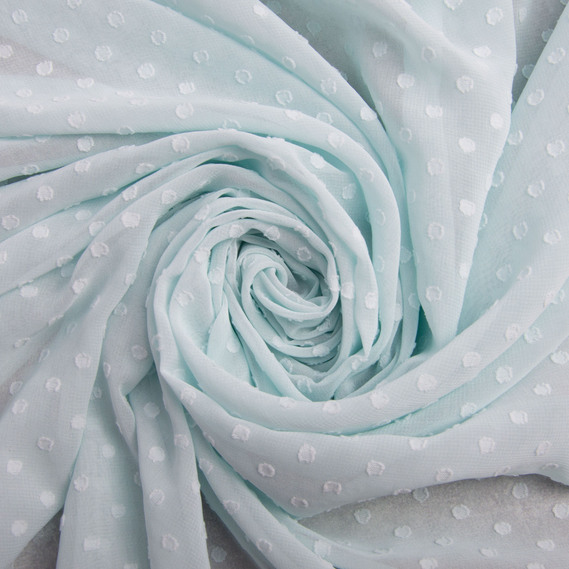 Тканина шифон жакард 150 см 75 гр/м2 легка, повітряна, для суконь, спідниць, блузок, дитячого одягу ніжна бірюза, фото 1