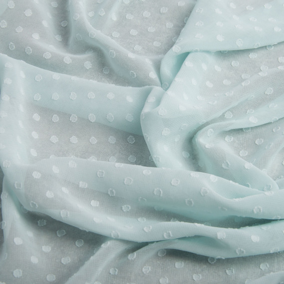 Тканина шифон жакард 150 см 75 гр/м2 легка, повітряна, для суконь, спідниць, блузок, дитячого одягу ніжна бірюза, фото 2