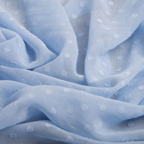 Ткань шифон жаккард 150 см 75 гр/м2 легкая, воздушная, для платьев, юбок, блуз, детской одежды блакитна, фото 2 Ткань шифон жаккард 150 см 75 гр/м2 легкая, воздушная, для платьев, юбок, блуз, детской одежды блакитна, фото 2