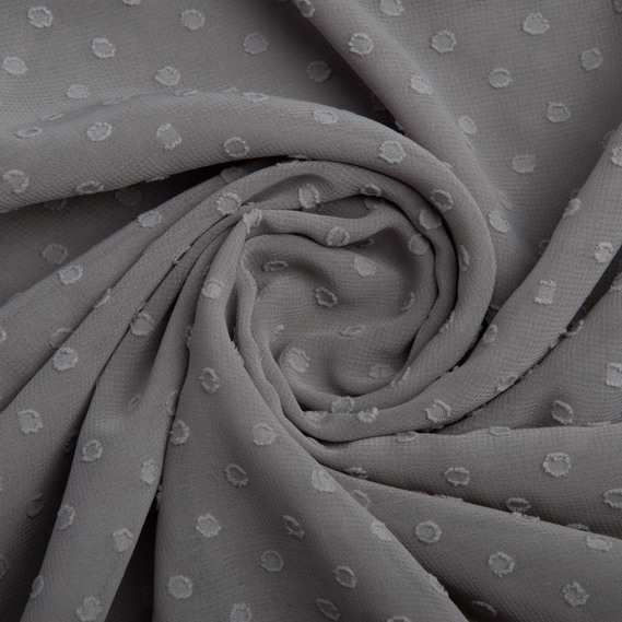 Тканина шифон жакард 150 см 75 гр/м2 легка, повітряна, для суконь, спідниць, блузок, дитячого одягу сіра, фото 1