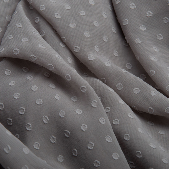 Тканина шифон жакард 150 см 75 гр/м2 легка, повітряна, для суконь, спідниць, блузок, дитячого одягу сіра, фото 2