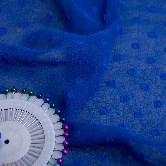 Chiffon crepe fabric 150 cm lightweight, airy, matte, for dresses, skirts, blouses, children’s clothing індіго, фото 3