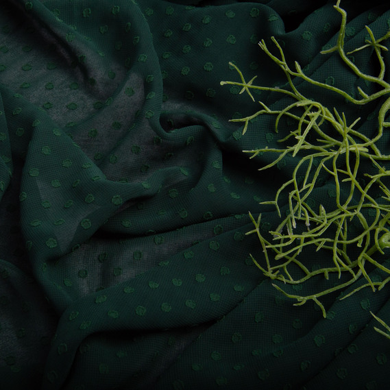 Тканина шифон жакард 150 см 75 гр/м2 легка, повітряна, для суконь, спідниць, блузок, дитячого одягу т/зелена, фото 3 Тканина шифон жакард 150 см 75 гр/м2 легка, повітряна, для суконь, спідниць, блузок, дитячого одягу т/зелена, фото 3