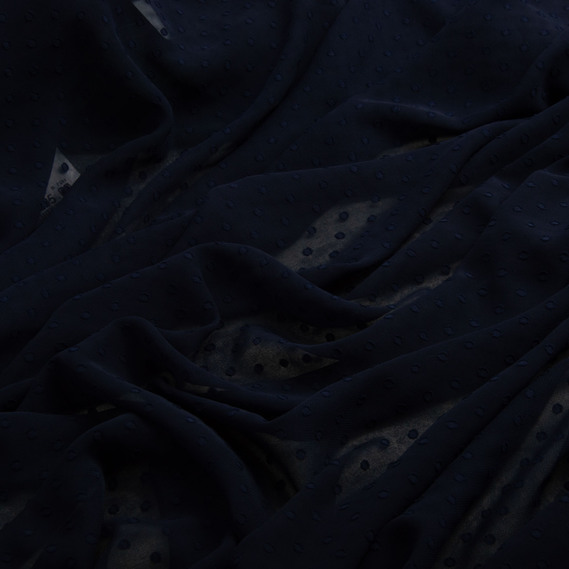 Тканина шифон жакард 150 см 75 гр/м2 легка, повітряна, для суконь, спідниць, блузок, дитячого одягу т/синя, фото 2