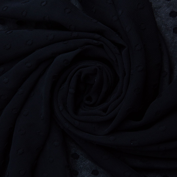 Chiffon crepe fabric 150 cm lightweight, airy, matte, for dresses, skirts, blouses, children’s clothing чорна, фото 1